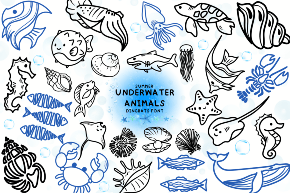 Underwater Animals: A Creative Dingbats Font for Playful Campaigns